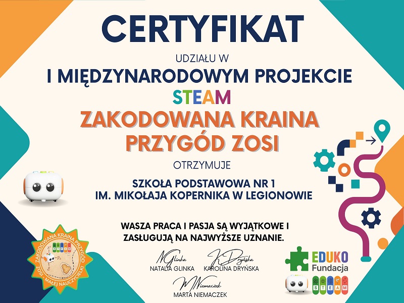 Więcej o: Certyfikat STEAM Zakodowana Kraina Przygód Zosi
